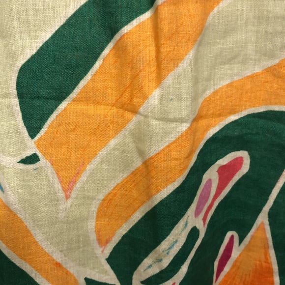 CHRISTIAN SIRIANO-Crewneck LINEN Green,Orange Pink Floral/Tropical Blouse Top 2X - Picture 6 of 10